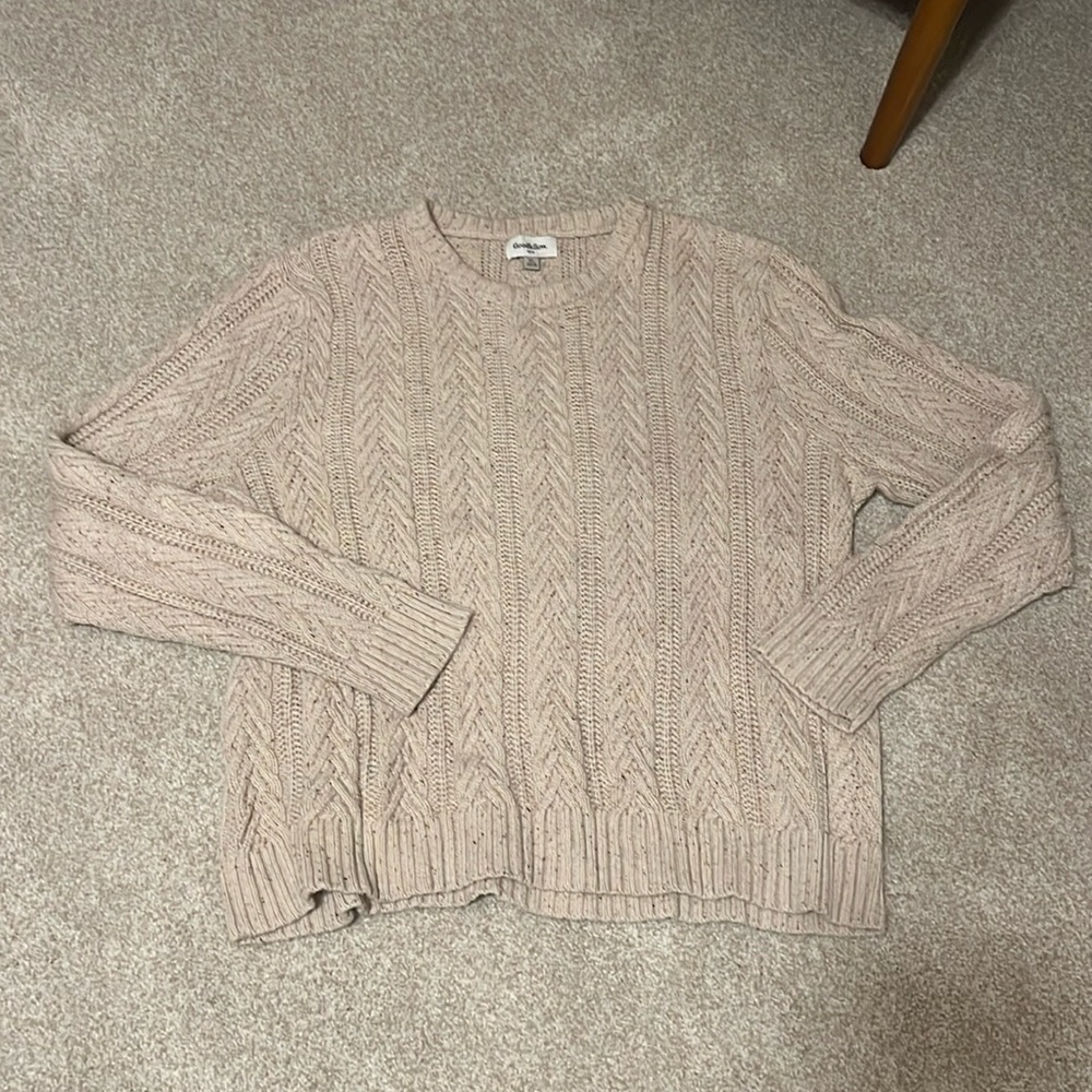 Men’s crewneck chunky sweater heathered off white